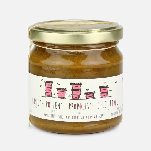 250 g Bio Honig mit Pollen, Propolis & Gelée royale 250 g Bio Honig mit Pollen, Propolis & Gelée royale